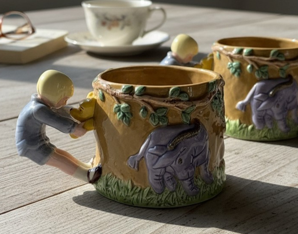 Disney Classic Pooh 3D Mug Christopher Robin Pooh Eeyore Charpente NWT Lot of 2